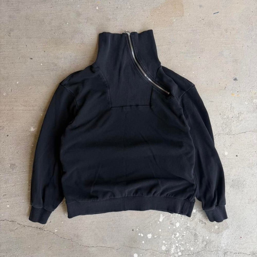 black‎ high neck zip up sweatshirt